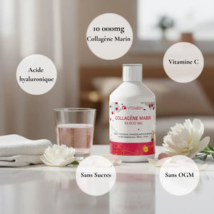 Collagène marin liquide 10 000 mg : Peau, Cheveux & Articulations Vitamoon_fr