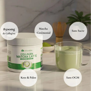 Collagène matcha latte : Peau Éclatante, Concentration & Antioxydants Vitamoon