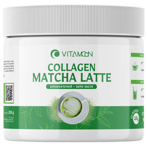 Vitamoon Collagen Matcha Latte sans sucre, boisson au collagène et thé matcha pour énergie et antioxydants
