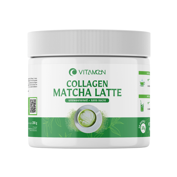 Vitamoon Collagen Matcha Latte sans sucre, boisson au collagène et thé matcha pour énergie et antioxydants